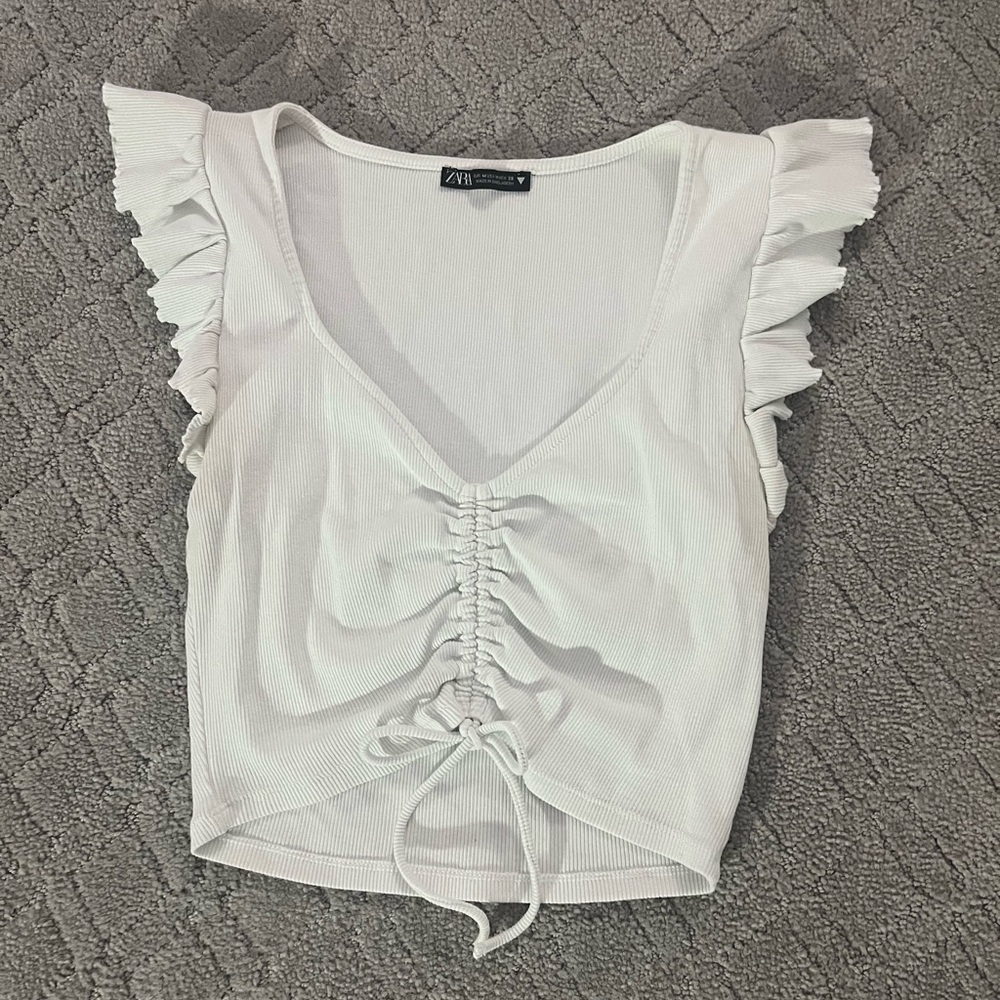 Zara White Ruffled Top